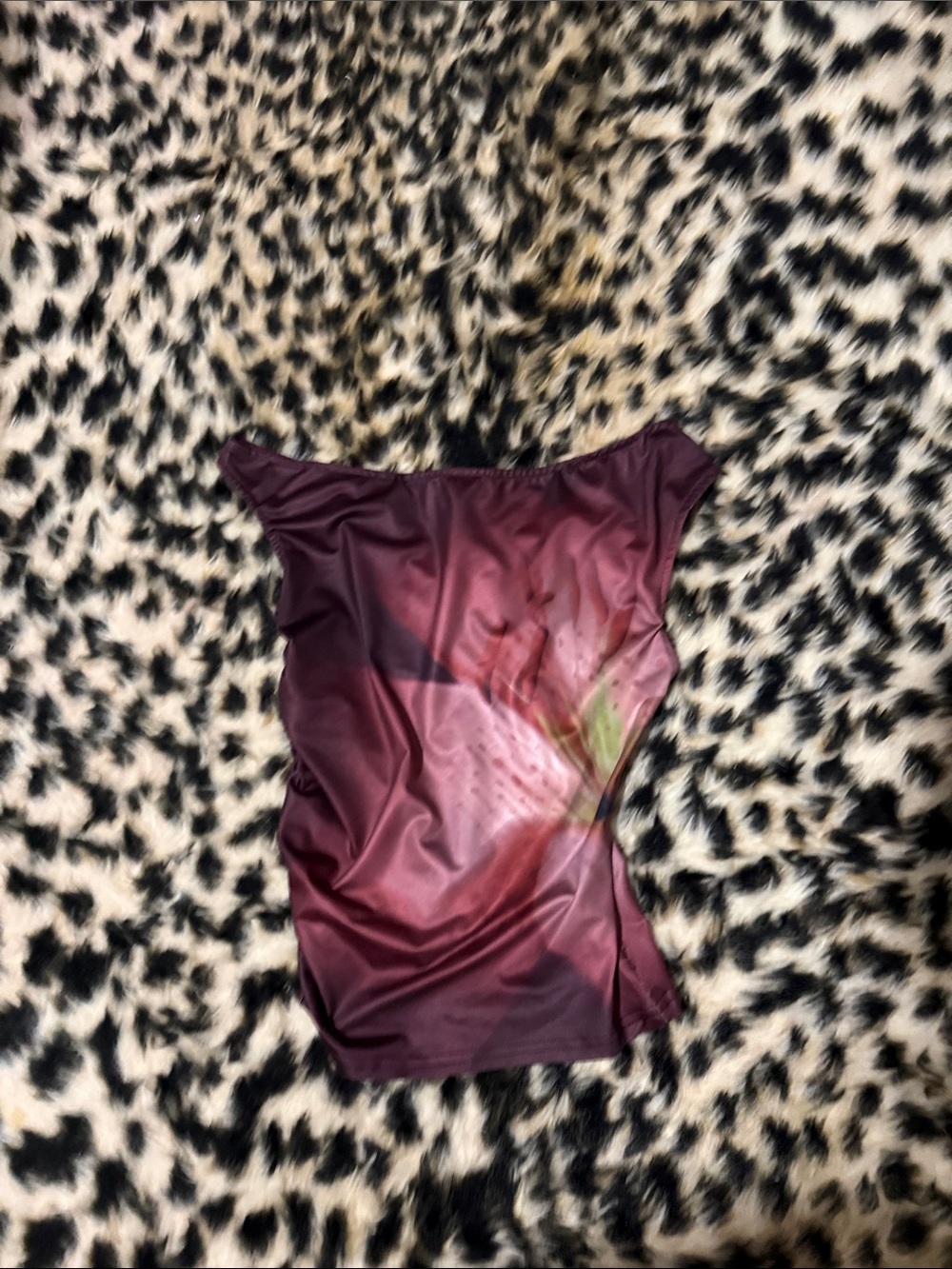 Edikted Plum Floral Strapless Bandeau